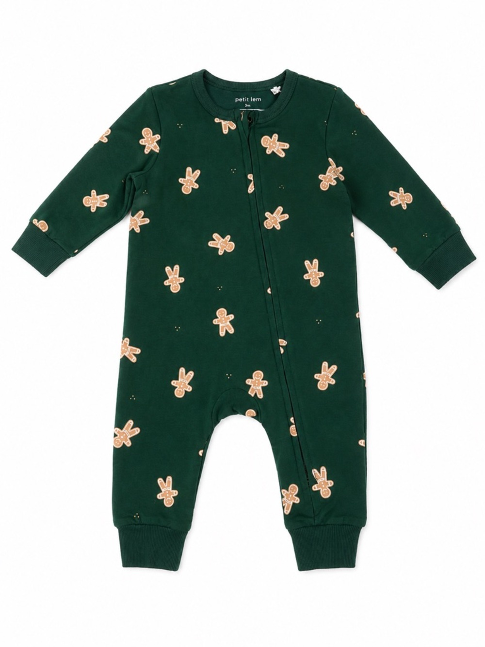 New - Petit Lem Dark Green Gingerbread Print One-Piece